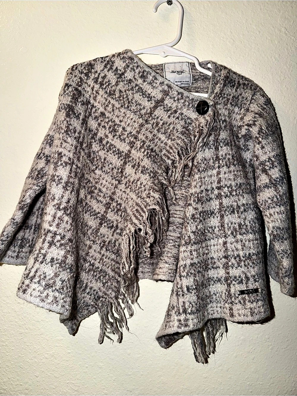 Mayoral Plaid Fringe Cape in Gray Size 2T